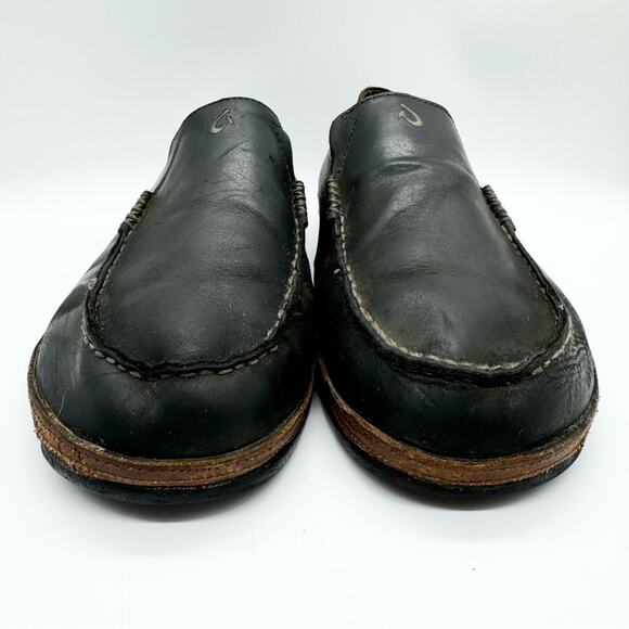 Olukai Moloa Slip On Leather Loafer Shoe In Black/ Toffee Sz 12 Business Casual - Picture 6 of 12
